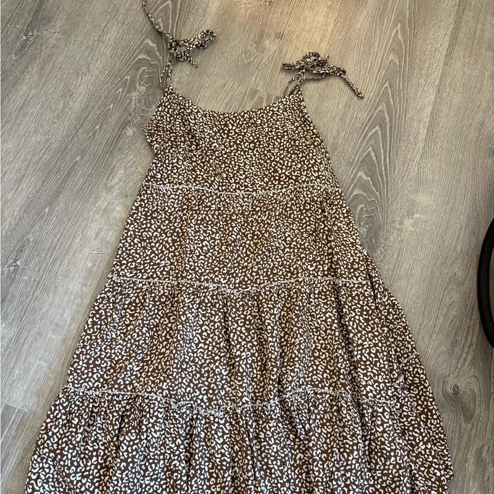 Brown and White Leopard Print Dress